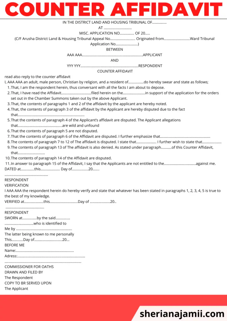 Counter Affidavit Sample Sheria Na Jamii 7878