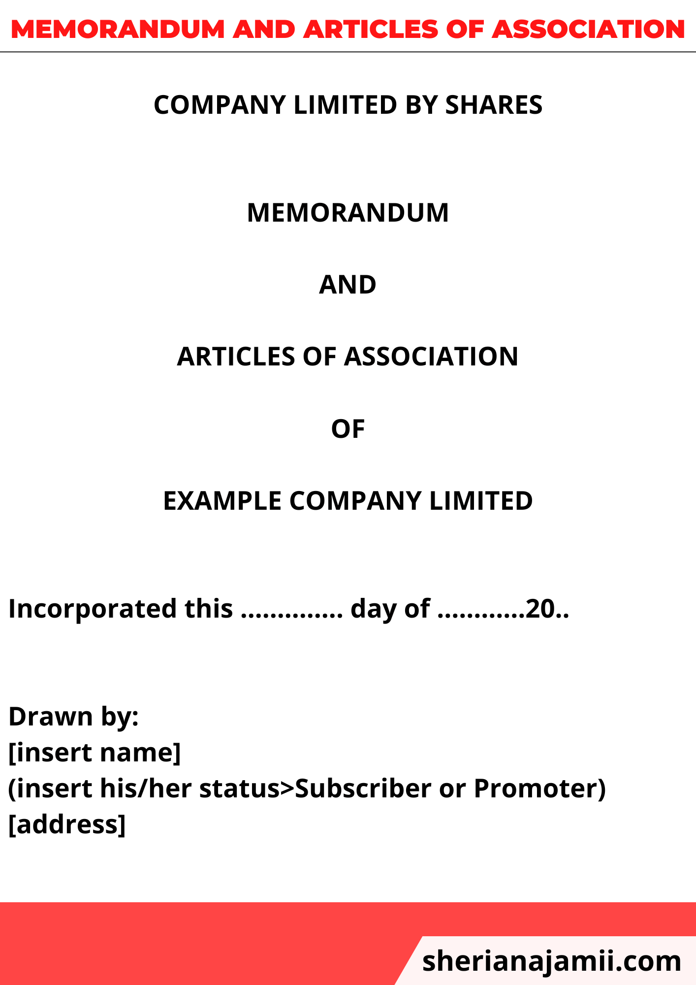 Memorandum and Articles of Association, memorandum of association template, sample company memorandum, sample article of association, article of association sample, memart sample, memart, memarts