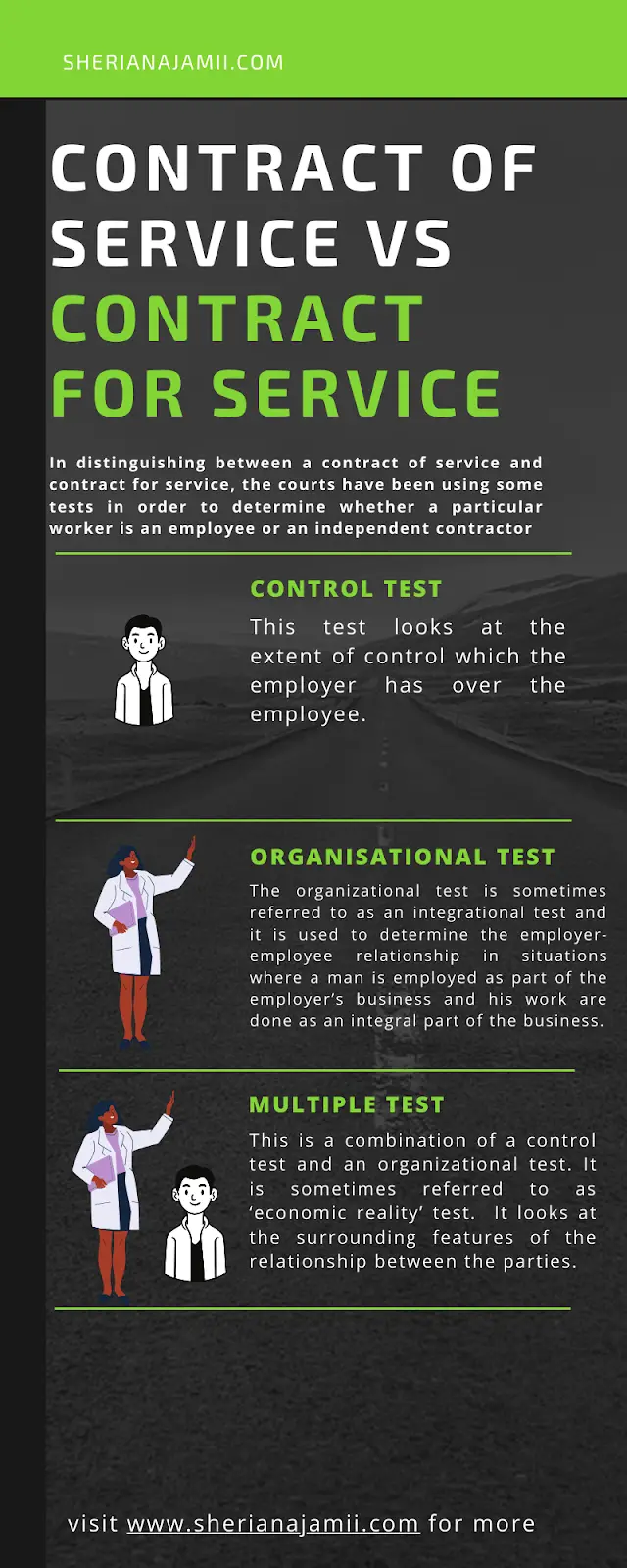 difference Between a Contract of Service and a Contract for Service, Employee or contractor? test applied