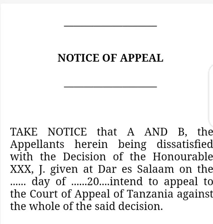 notice of Appeal sample
