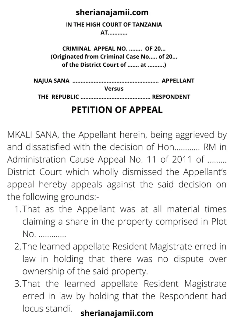 petition of appeal sample