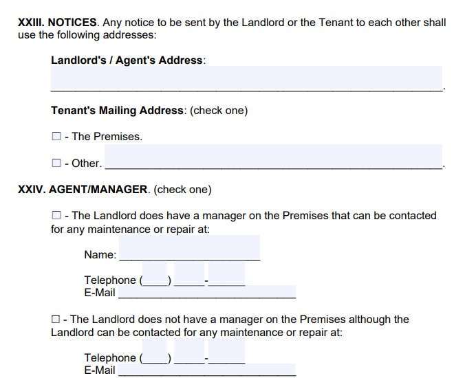 notice to the landlord 