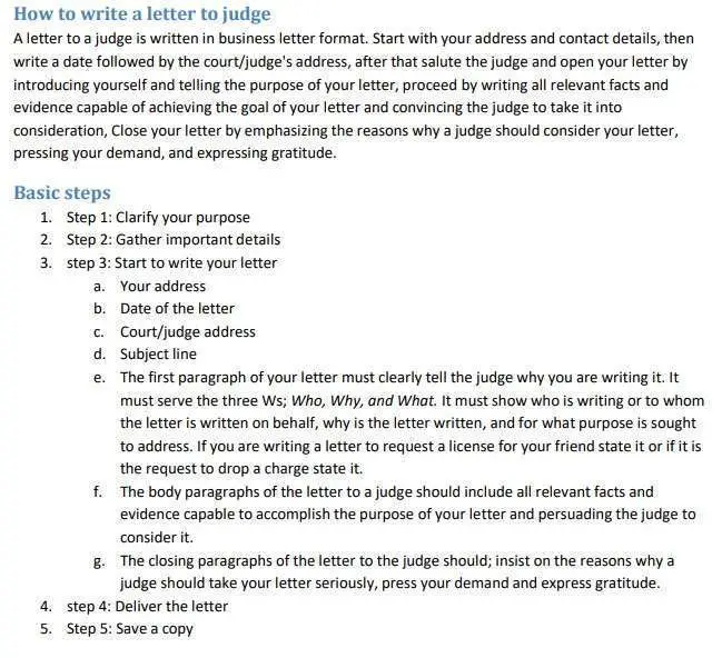 How to write a letter to judge