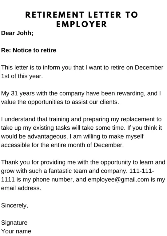 Retirement Letter To Employer 2023 (guide + Free Samples) | Sheria Na Jamii