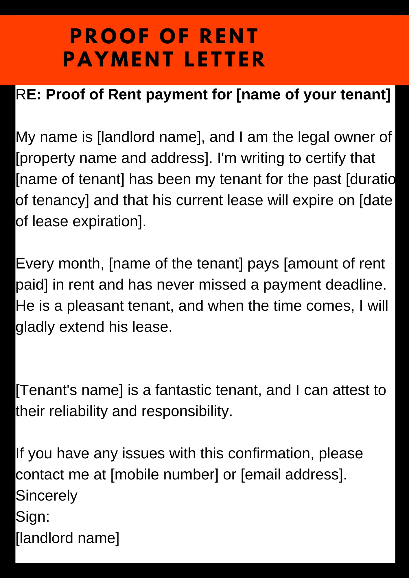 proof of rent payment letter sample, proof of rent payment letter template