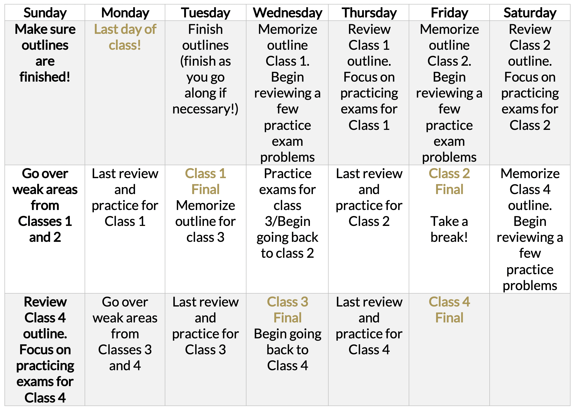 law school study schedule 