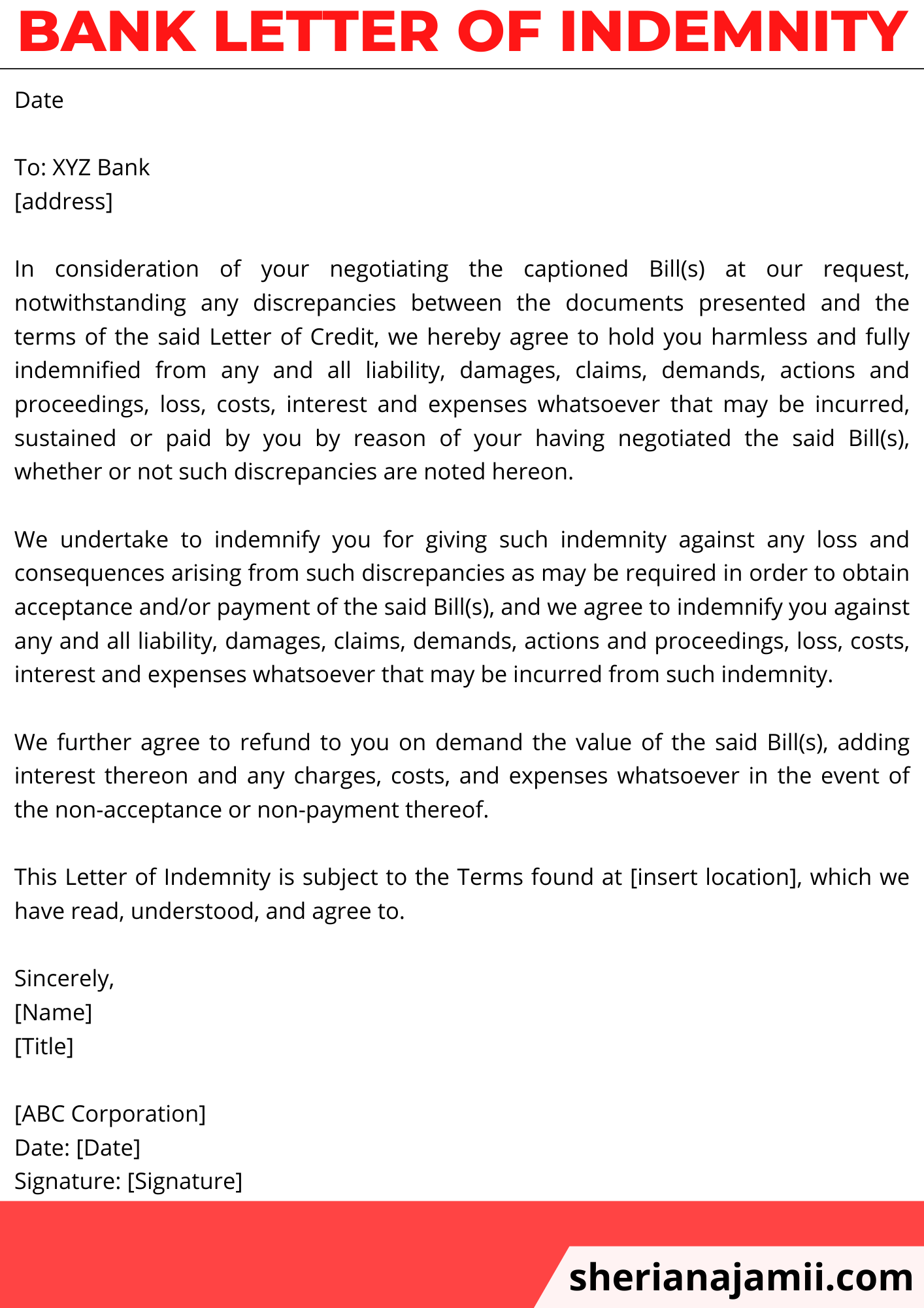 Letter Of Indemnity Template Free Templates Printable Letter Of Indemnity Template Free Templates Printable