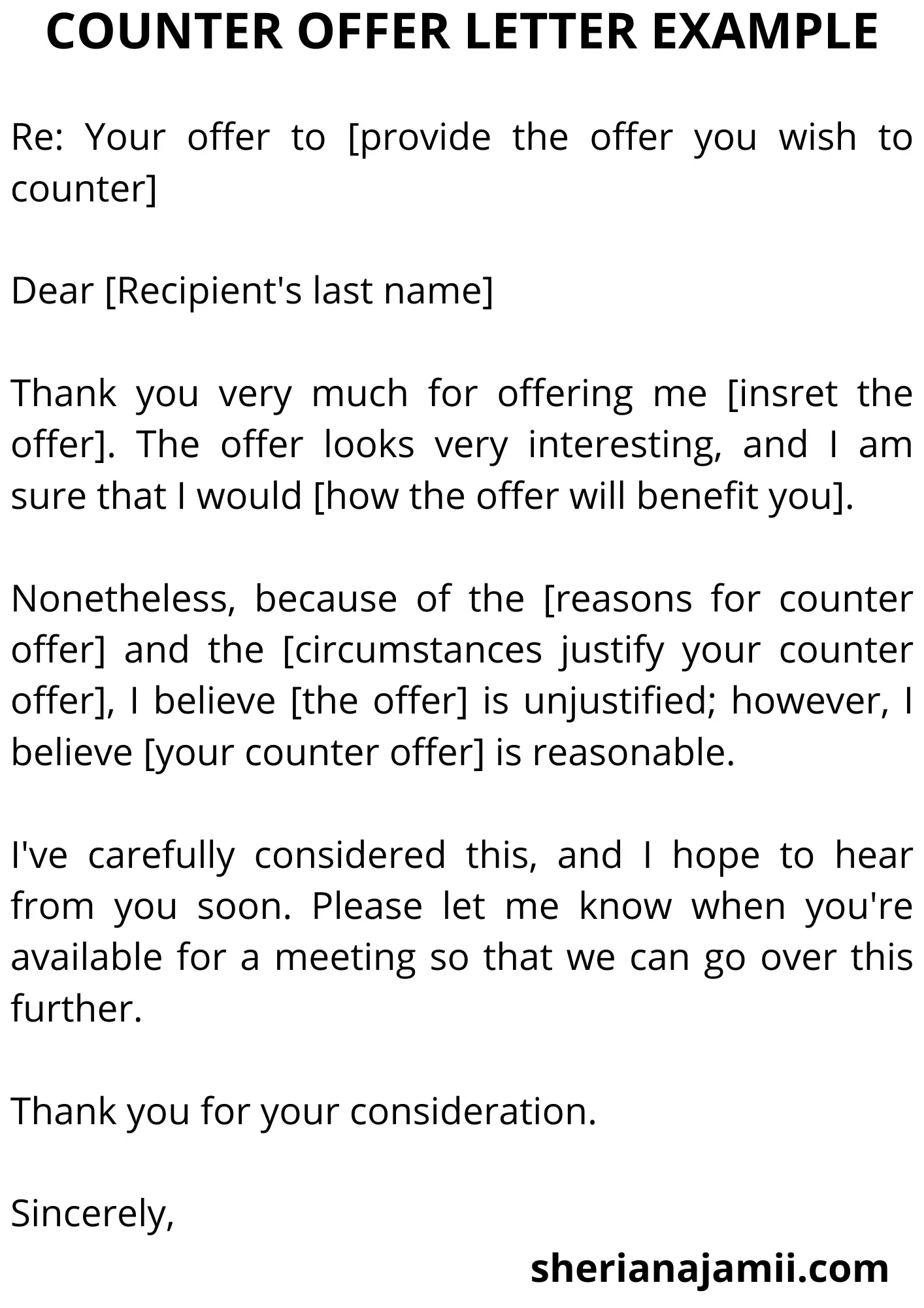 Counter offer letter example, Counter offer letter template