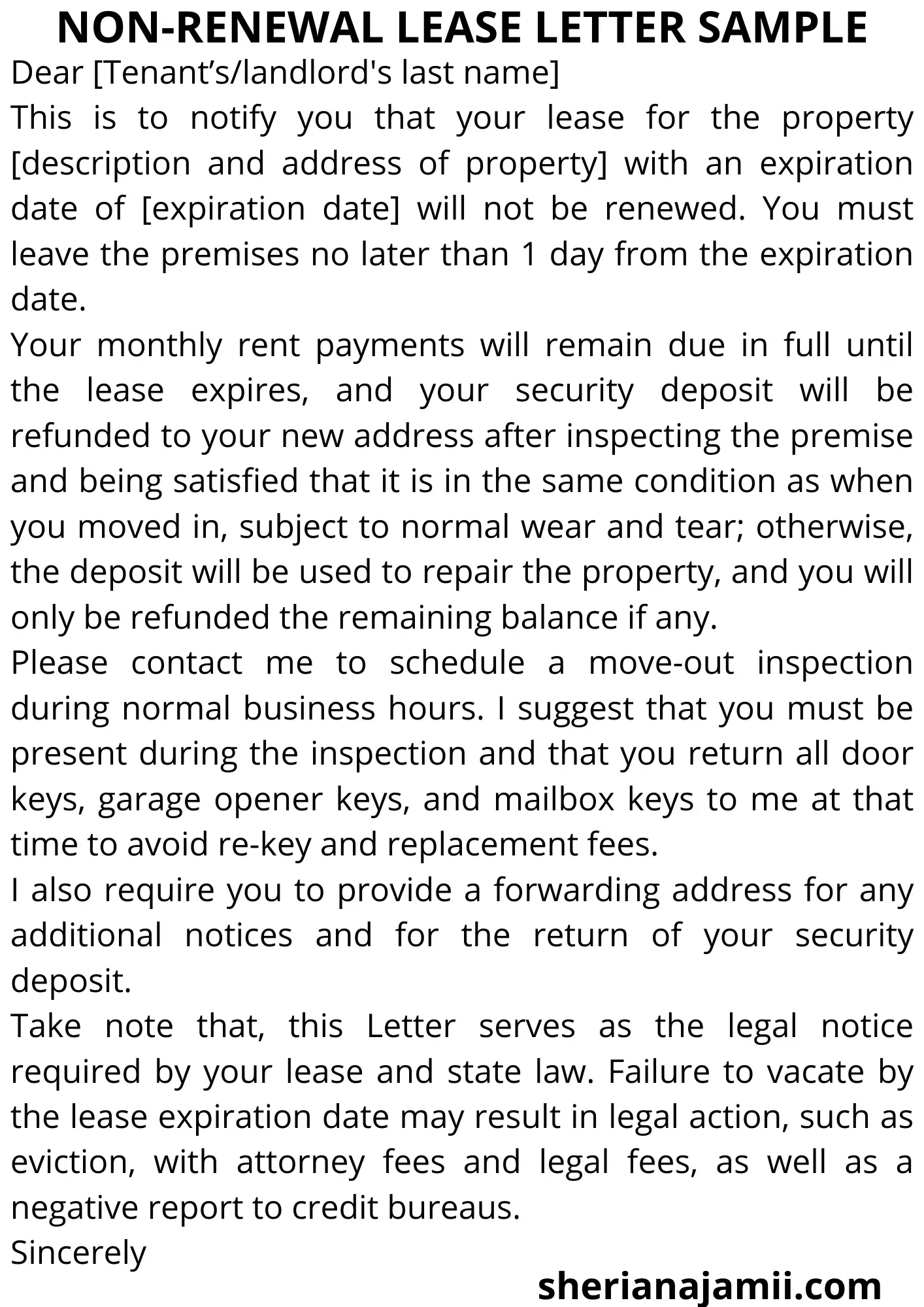 non renewal lease letter sample