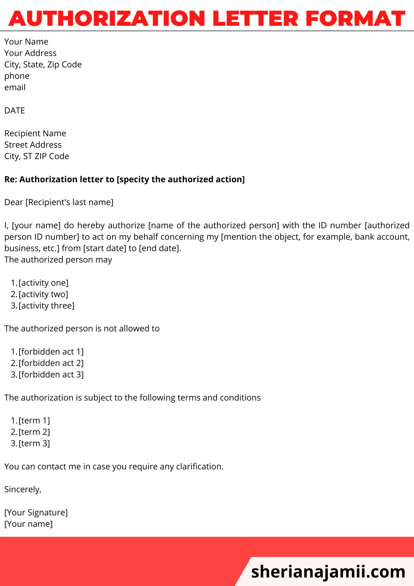 authorization letter format, template authorization letter 