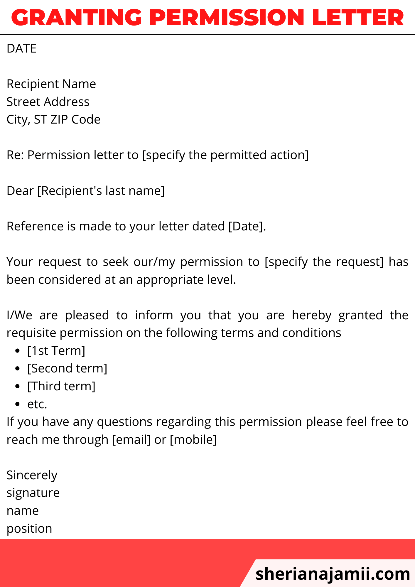 Granting permission letter, Granting permission letter sample, Granting permission letter template, Granting permission letter format, letter to grant permission