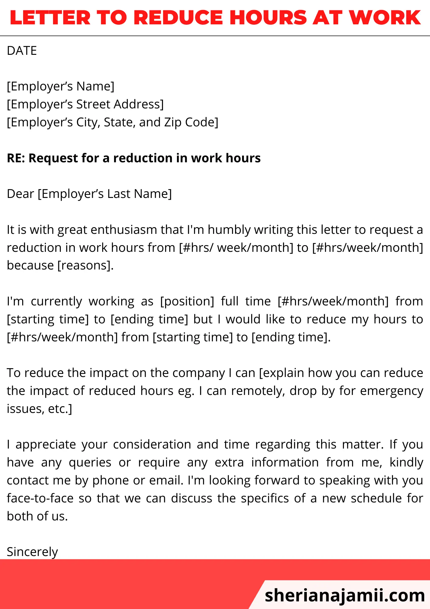 Letter to reduce hours at work, sample letter to reduce hours at work, Letter to reduce hours at work template