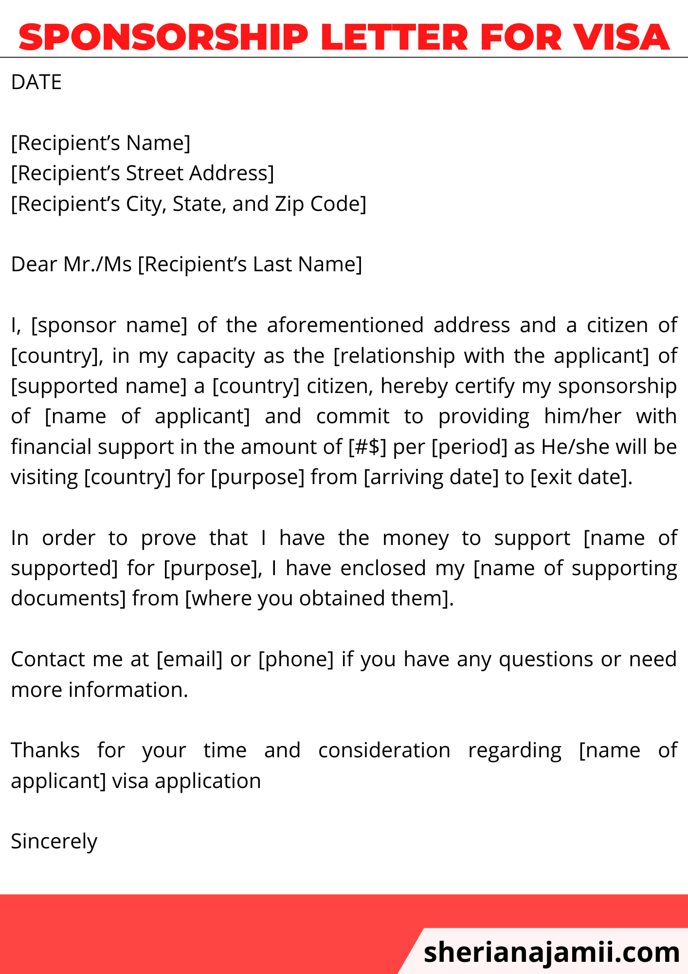 Sponsorship Letter For Visa Template Format Sample 57 OFF