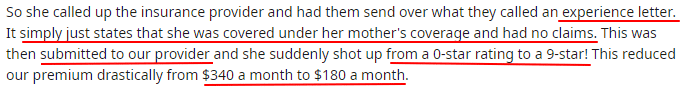 How an experience letter helped us save almost 50 on car insurance