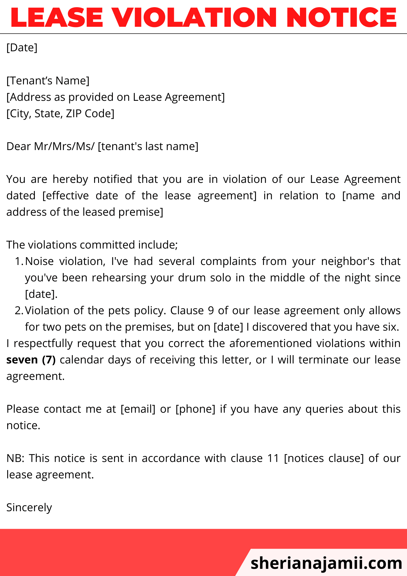 Code Enforcement Notice Of Violation Template Prntbl 