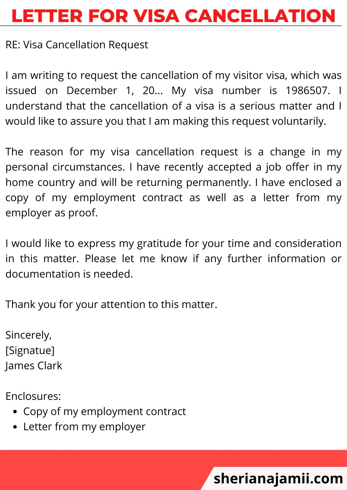Letter for visa cancellation, Letter for visa cancellation sample, visa cancellation letter