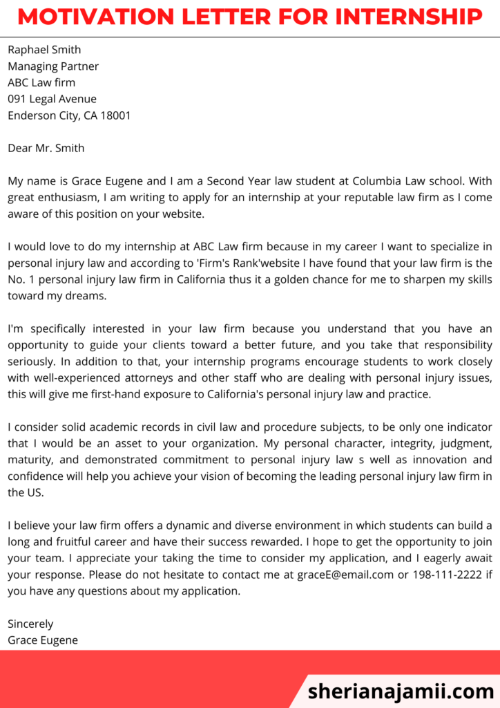 motivation letter for internship,