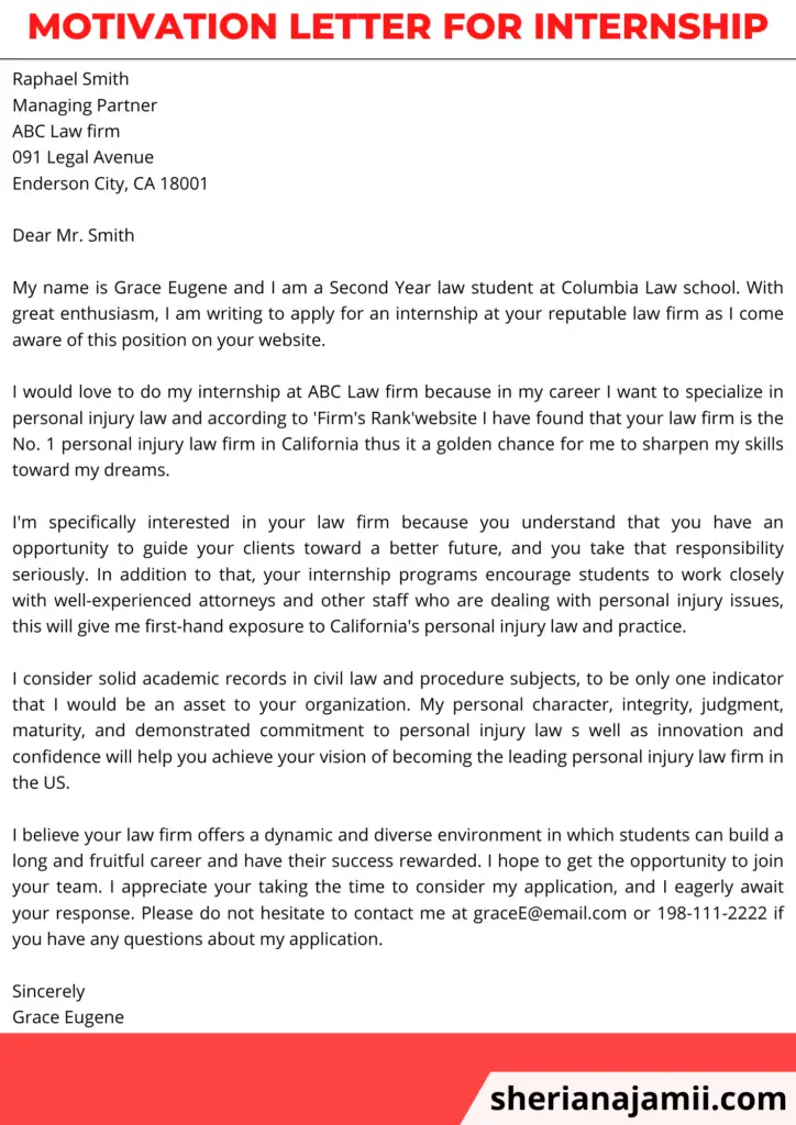 motivation letter for internship,