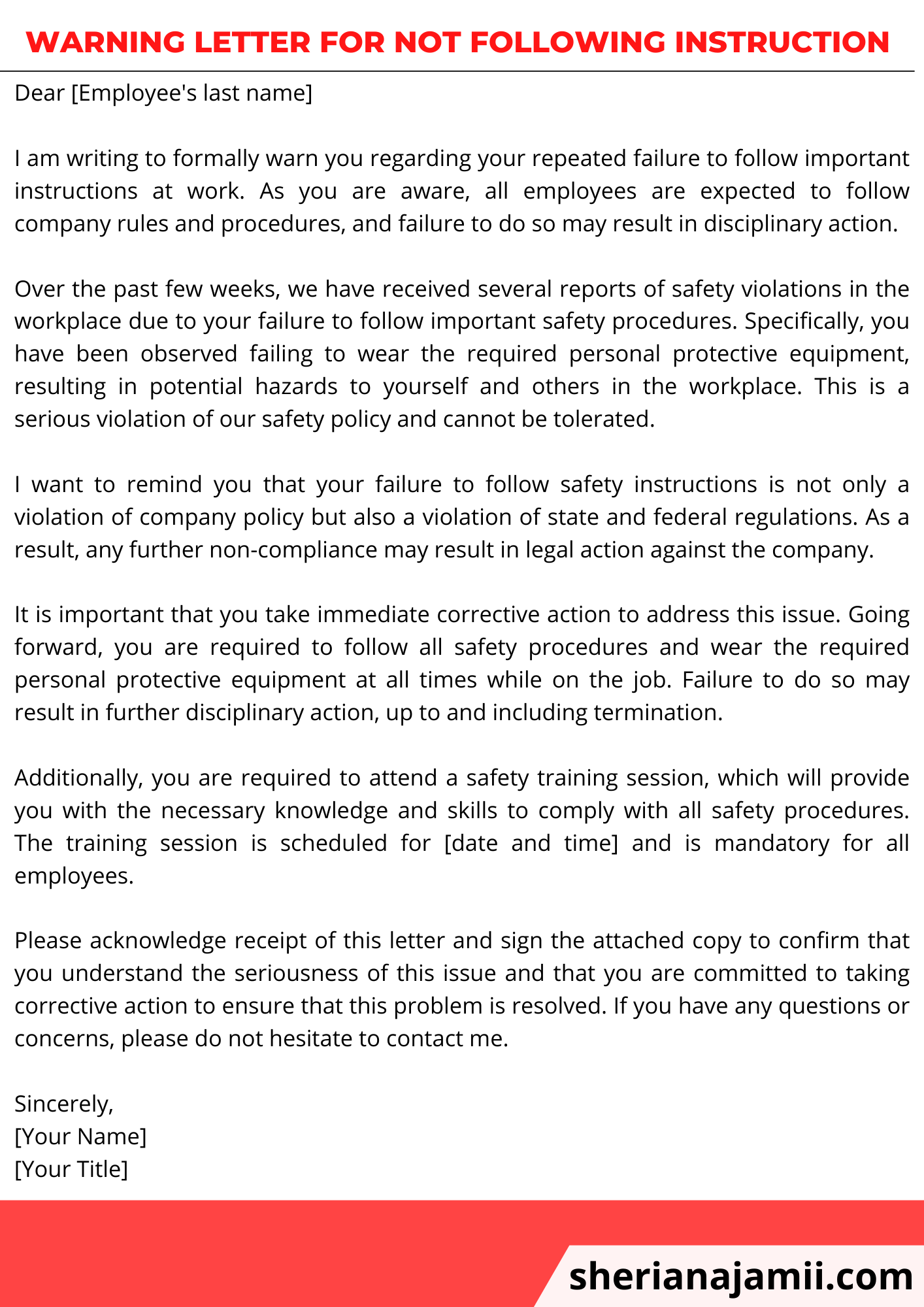 Warning Letter For Not Following Instructions 2024 guide Free 