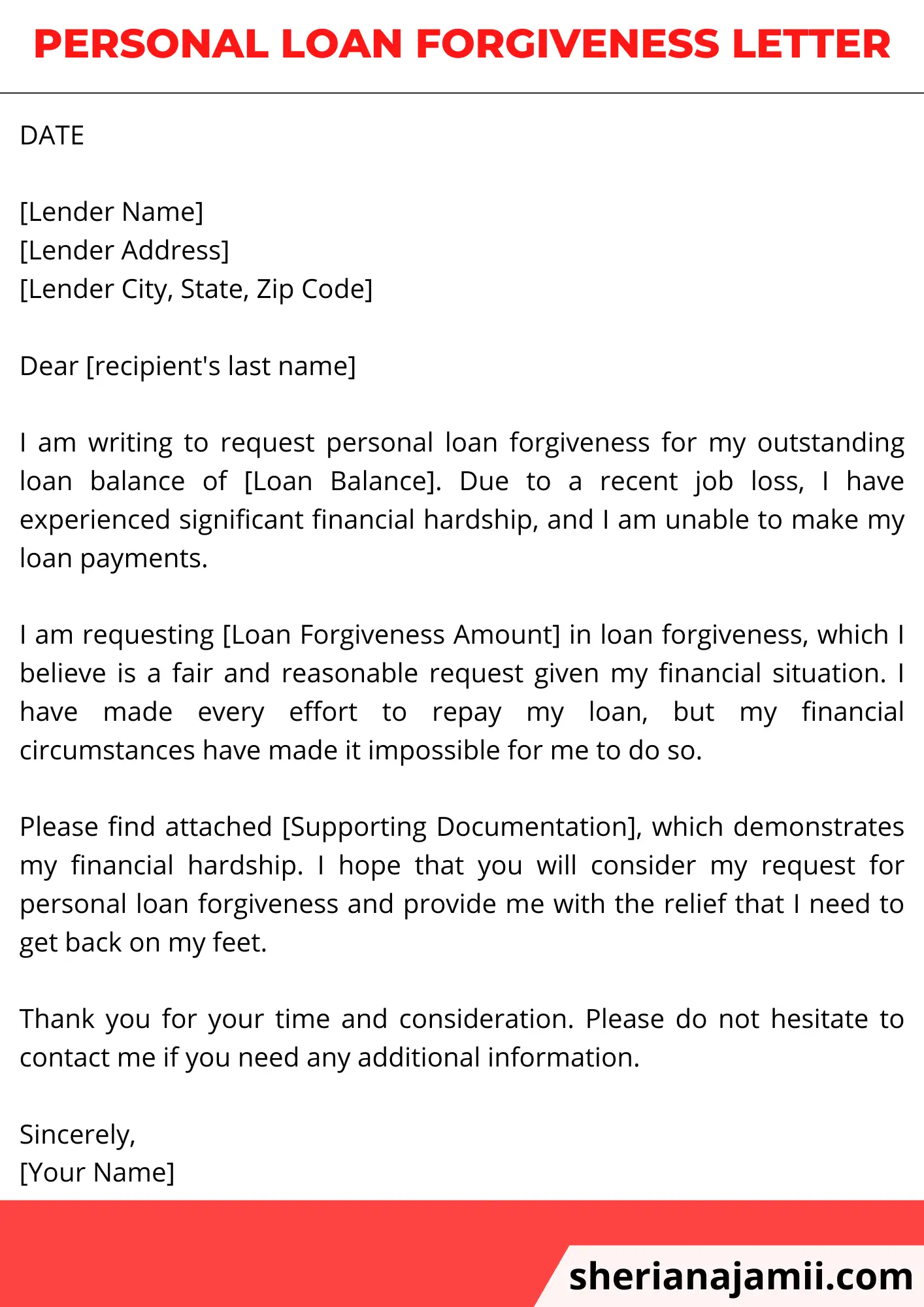 Personal Loan Forgiveness Letter, Personal Loan Forgiveness Letter Sample