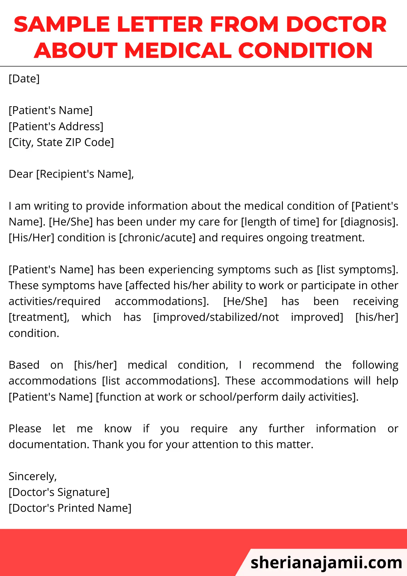 Sample Letter from Doctor About Medical Condition