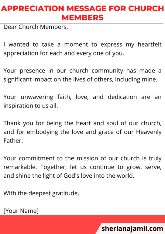 Appreciation Messages for Church Members