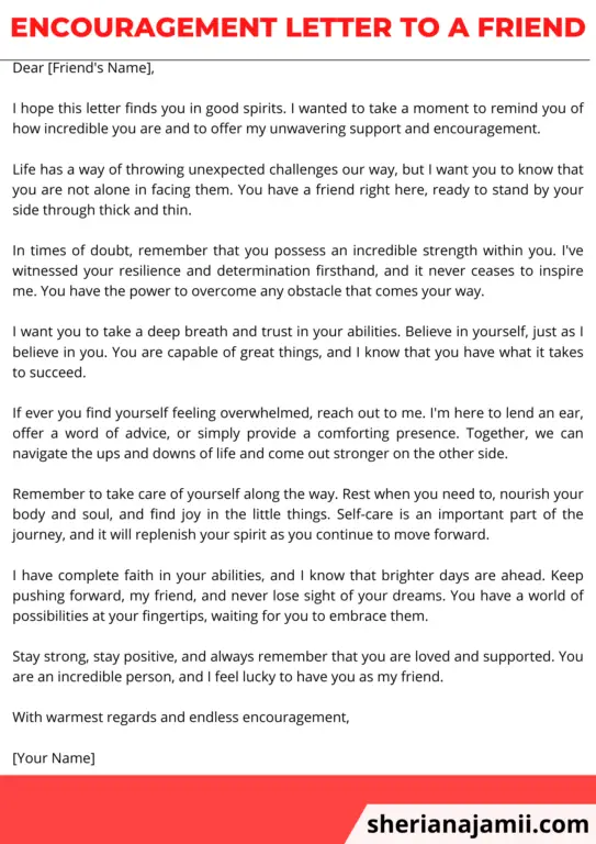 encouragement letter to a friend
