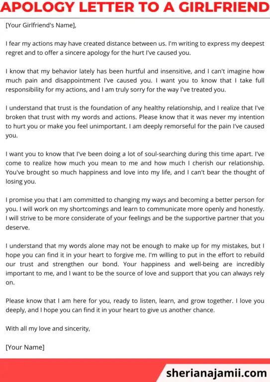 apology letter to a girlfriend