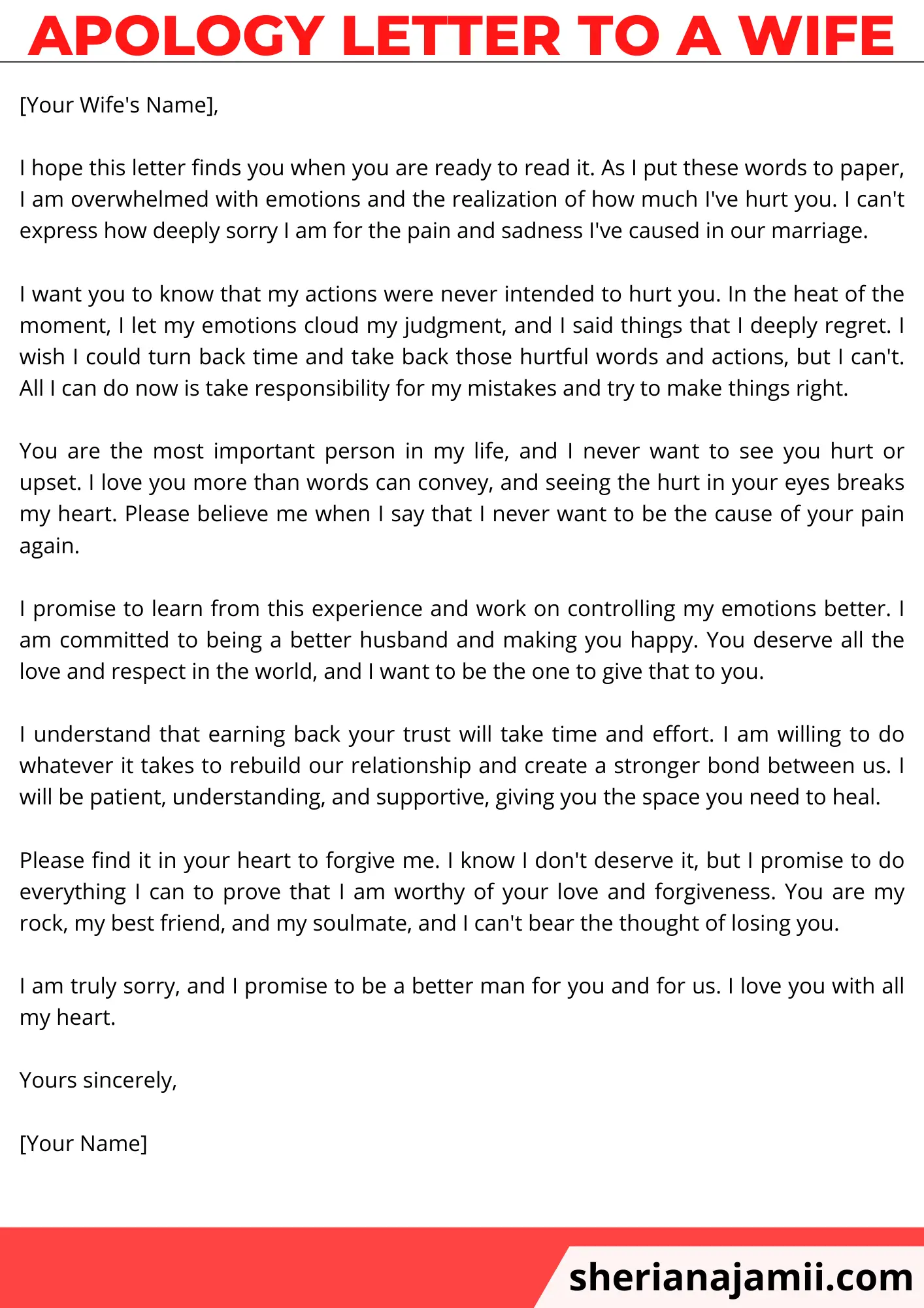 apology letter to a wife