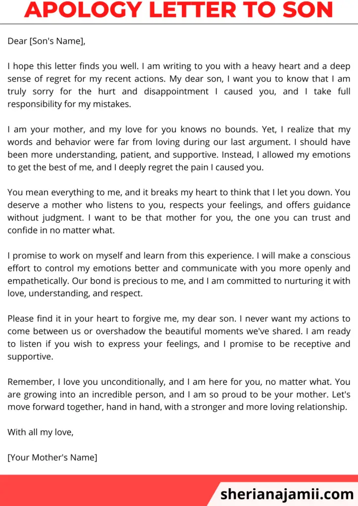 apology letter to son, apology letter to son from mom, apology letter to son dad