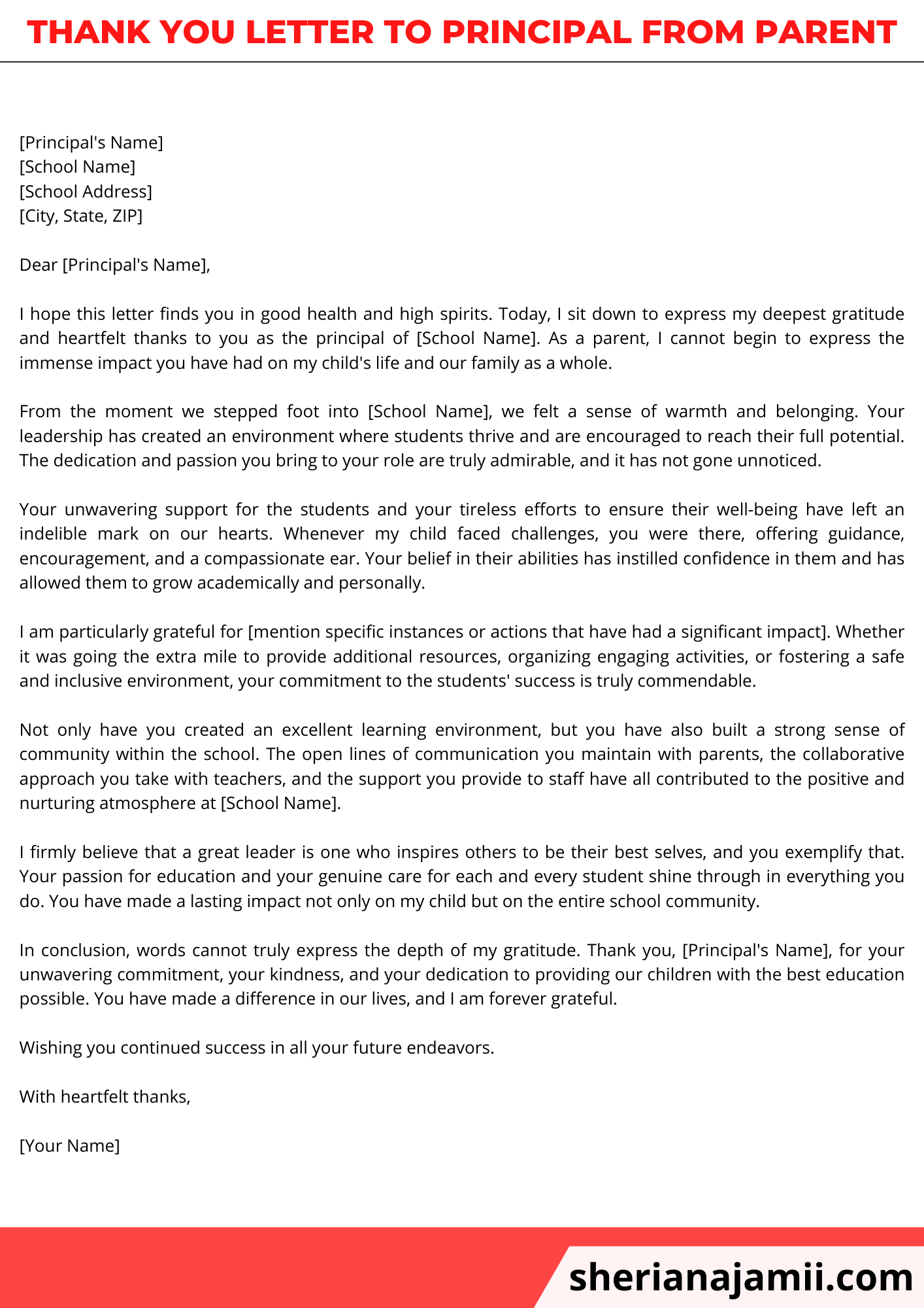 thank you letter to principal from parent