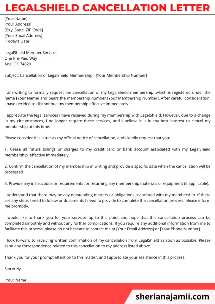 Free Legalshield Cancellation Letter Sample [2023] | Sheria Na Jamii