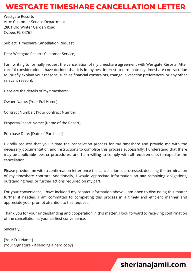 westgate timeshare cancellation letter, westgate timeshare cancellation letter sample, westgate timeshare cancellation letter template