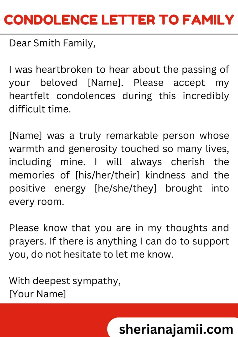 sample of condolence letter to the family, condolence letter to the family