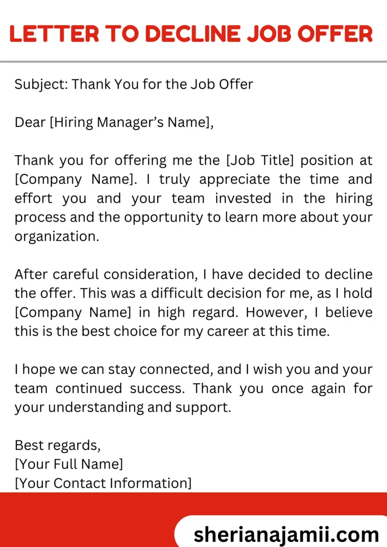 letter to decline job offer, sample letter to decline job offer